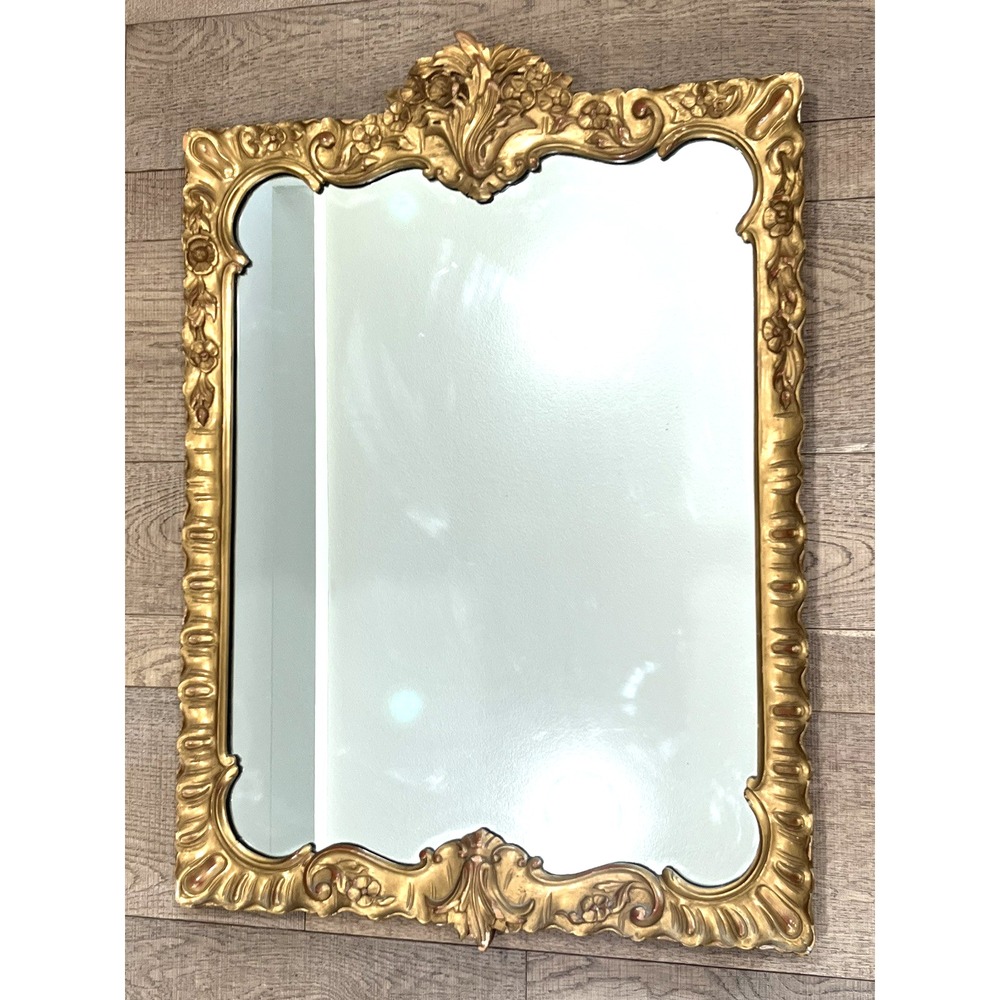 Antique Carved Wood Regency Rococo Style Gold Wall Mirror 23 x 32